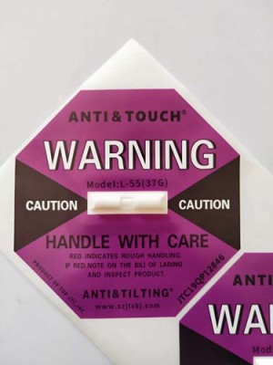 珠海自主全英文防碰撞标签ANTI&TOUCH橙色75G防震动显示标签采购