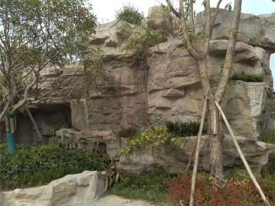 四川广安大型仿真假山GRC仿树木栏杆