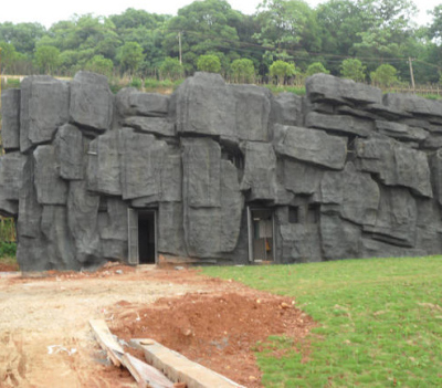 四川资阳假山拱门青砂石栏杆