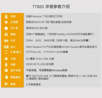 山东戴尔工作站代理商 台式机 T7820 T7920
