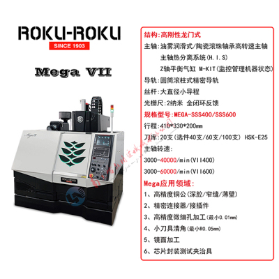 日本碌碌加工中心 mega VII 精密微細孔加工