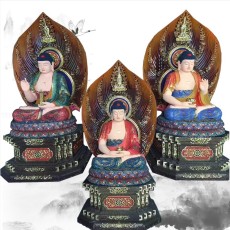 橫三世佛神像釋迦牟尼佛佛像阿難迦葉塑像