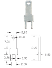 PCB插片接線端子ViLC-220-1  90度兩腳立式