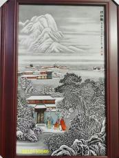 將相和粉彩雪景瓷板畫