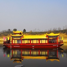 大型画舫船水上餐饮船餐厅仿古木船商务船