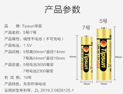 Tipsun 碱性电池LR6/LR3