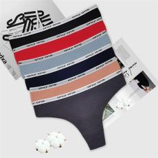 云梦妮外贸女式丁字裤 螺纹字母内裤