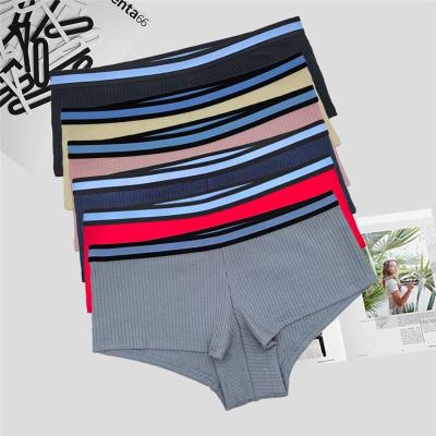 厂家外贸跨境舒适透气螺纹棉纯色女士内裤