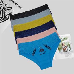 跨j境性感情趣蕾丝腰头纯欲印花棉女式内裤