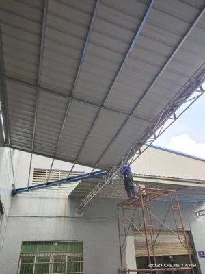 企石镇铁皮棚防水棚搭建工程